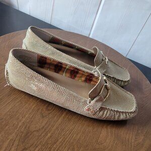 Ann Klein iflex Leather Snakeskin Loafer, Tan, Women’s Sz 10 Moccasin Flats EUC